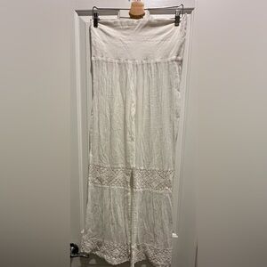 Solitaire Swim Boho White Lace Trimmed Women's Pants Medium